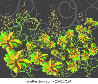 Background with colorful flowers colors and decorative elements