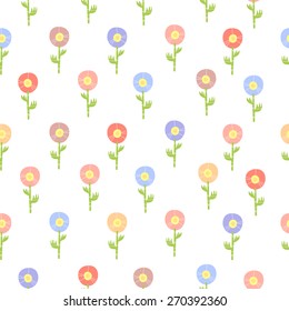 Background of colorful flowers. Pattern of flowers tulip and bluebell flower.