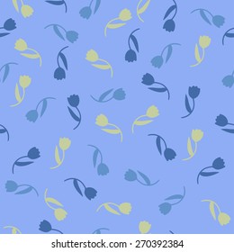Background of colorful flowers. Pattern of flowers tulip and bluebell flower.