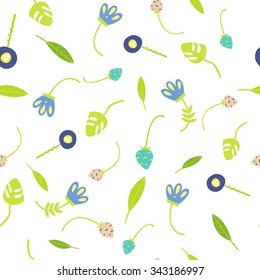 Background of colorful flowers. Pattern of flowers tulip and bluebell flower.