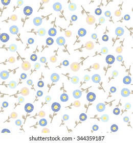 Background of colorful flowers. Pattern of flowers tulip and bluebell flower.