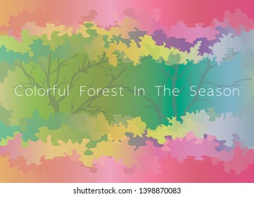Background colorful forest in the season