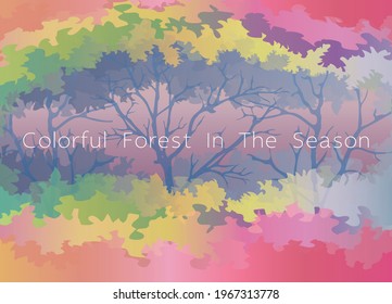 Background colorful forest in the season