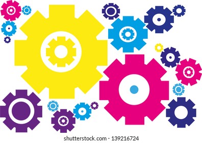 Background with colorful gears.