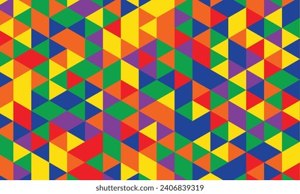 background Colorful geometric pattern with vibrant stripes and triangles.