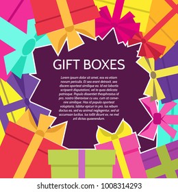 Background with a colorful gift boxes. Vector illustration.
