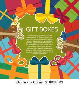 Background with a colorful gift boxes. Vector illustration.
