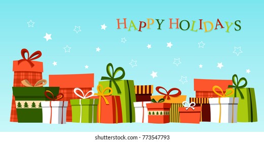  Background with a colorful gift boxes. Vector illustration.