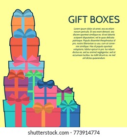 Background with a colorful gift boxes. Vector illustration.
