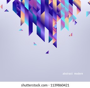Background with colorful gradient geometric shapes and copy space. Modern abstract banner with fluid colors elements for advertising or business presentation in vector illustration.