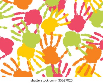 background with colorful handprint, vector illustration