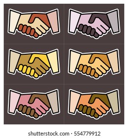 Background of colorful handshakes