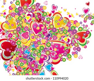 Background with colorful hearts