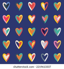 Background with colorful hearts. Valetine's day or birthday design.
Seamless pattern