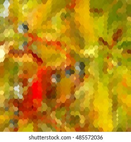 Background with colorful hex grid and blurred picture