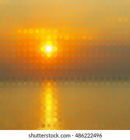 Background with colorful hex grid and blurred picture