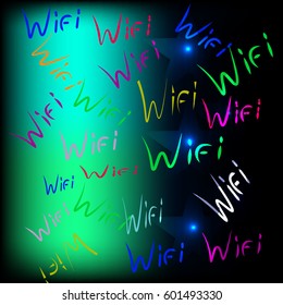 Background with colorful inscriptions wifi - vector illustration