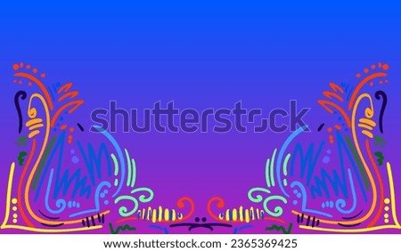 the background of the colorful irregular scribbles and the spontaneity of the scribbles.