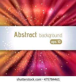 Background with colorful light rays. Abstract background. Vector illustration. Orange, red, brown colors. 