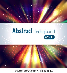 Background with colorful light rays. Abstract background. Vector illustration. Brown, yellow colors. 