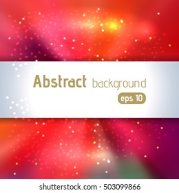 Background with colorful light rays.  Abstract background. Vector illustration. Red, pink, orange colors. 