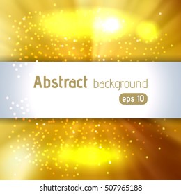 Background with colorful light rays. Abstract background. Vector illustration. Yellow, brown colors. 
