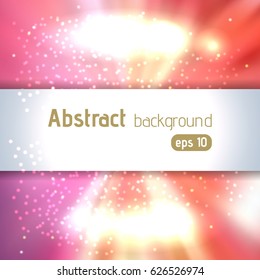 Background with colorful light rays. Abstract background. Vector illustration. Yellow, pink, red, orange colors. 