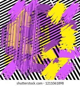 Background with colorful lines and brush strokes. Vector illustration.