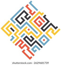Background with colorful lines shapes abstract stylish mosaic flat square design.