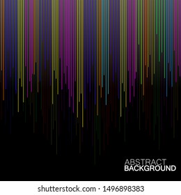 Background with colorful lines, stripes on black background, vector eps 10
