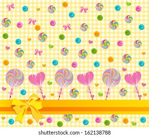 Background with colorful lollipop and buttons