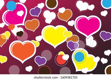 Background with colorful love icons and gradations. Background can be used in cover design, book design, poster, cd cover, flyer, website backgrounds or advertising.