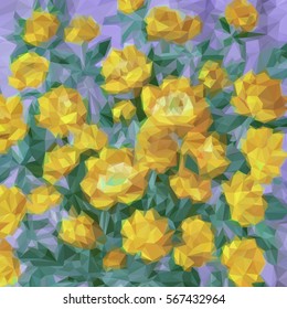 Background with Colorful Low Poly Floral Pattern. Vector