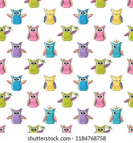 background with colorful owls