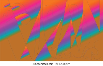 The background of the colorful pattern is pink, orange, blue, green and purple