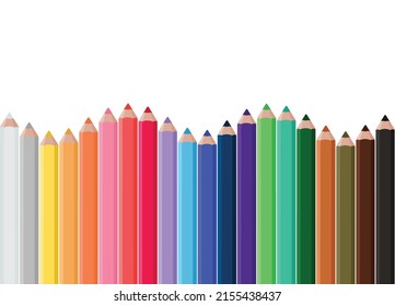 Background with colorful pencils and space for text, template for educational and creative projects. Vector
