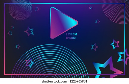 background colorful play button. colorful banners. gradations of purple, blue and pink. Abstract background. Plastic and Geometric shape. vector eps 10
