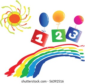 background with colorful rainbow numbers
