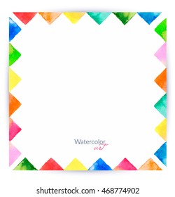 Background with colorful rainbow watercolor triangular flags. Vector illustration.