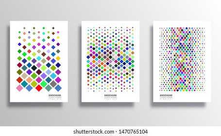 Background with colorful rhombus pattern set. Design for flyer, poster, brochure cover, typography or other printing products. Vector illustration.