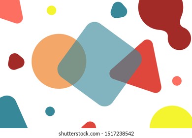 Background from colorful rhombus, triangles, circle figures. Abstract composition. Brochure cover design, banner frame, text font. Vector EPS 10.