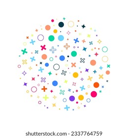 A background with colorful shapes of various sizes as a pattern.