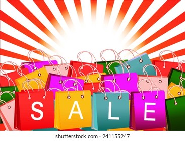 Background with colorful shopping bags Vector illustration