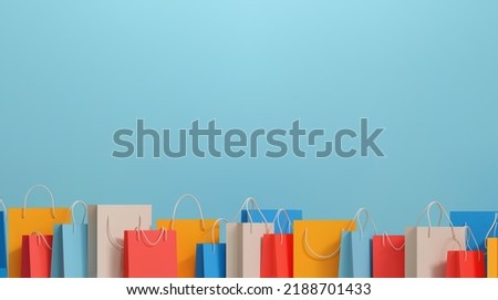 Background with colorful shopping bags. Vector illustration. Sale and discount concept