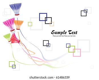 background with colorful shuttlecock with colorful stripes