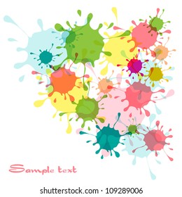 Background with colorful spots and sprays on a white