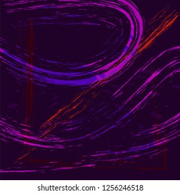 Background with colorful spots and sprays on a dark violet. Vector illustrtion