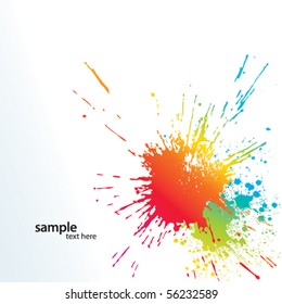 Background with colorful spots and sprays on a white. Vector illustration.