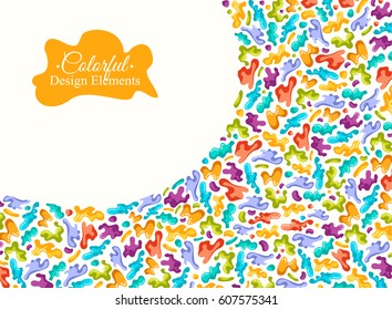 Background with colorful spots and sprays on a white