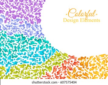 Background with colorful spots and sprays on a white